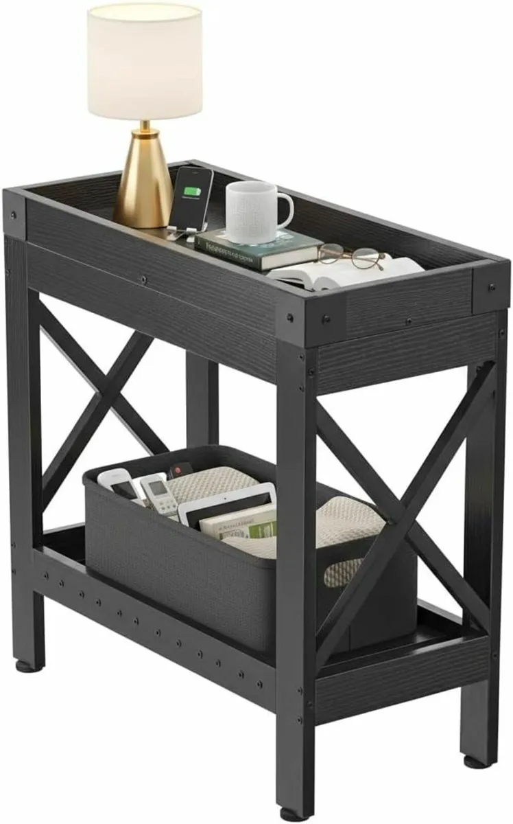 Narrow Side Table End Sofa Nightstand for Bedroom - Image 1