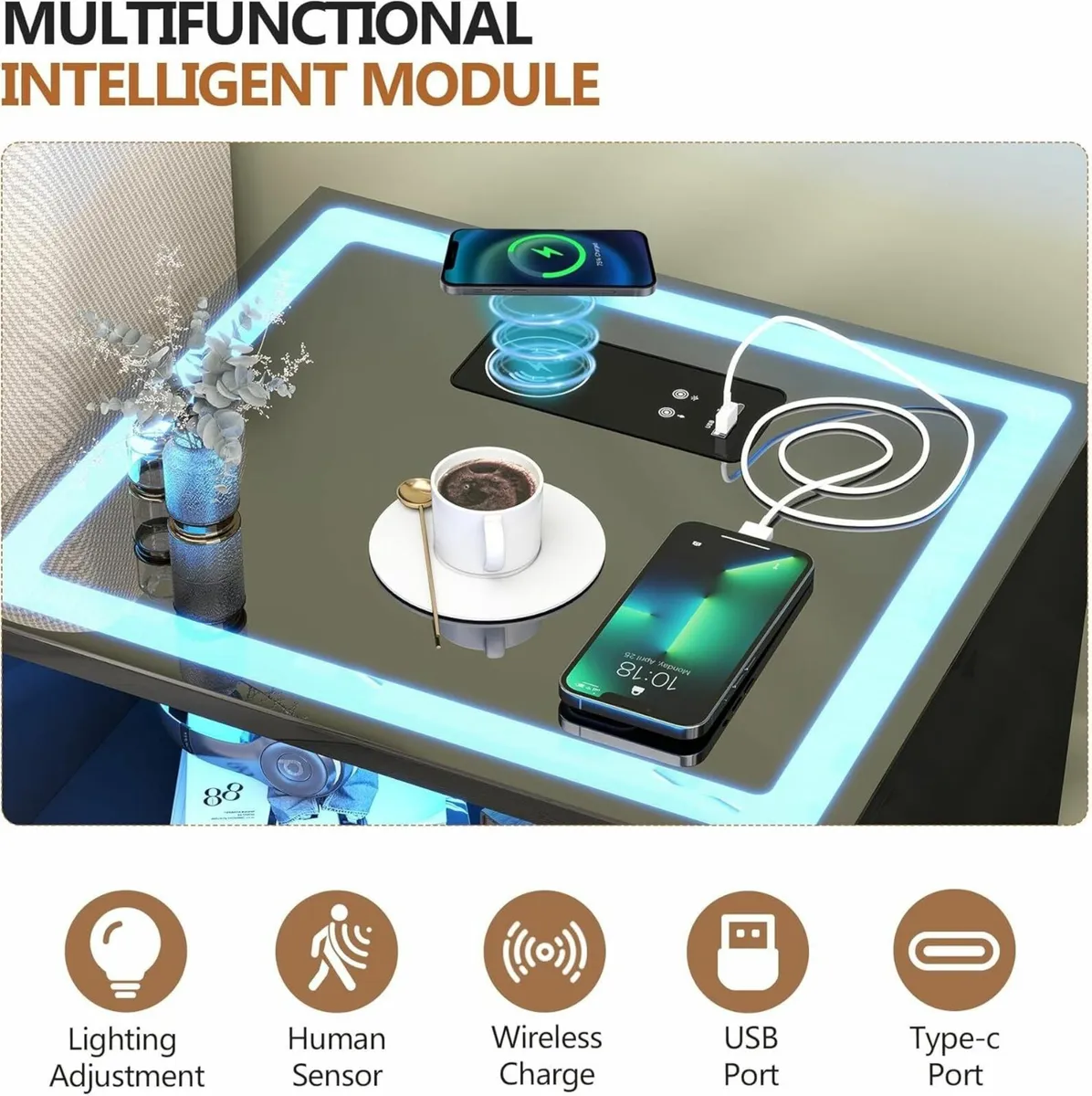 Smart Bedside Table - with Charging Station 3 - Image 3