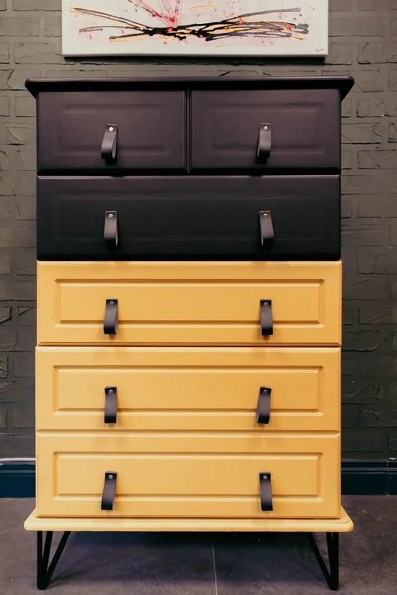 Upcycled Two-Tone Designer Chest of Drawers - Image 1