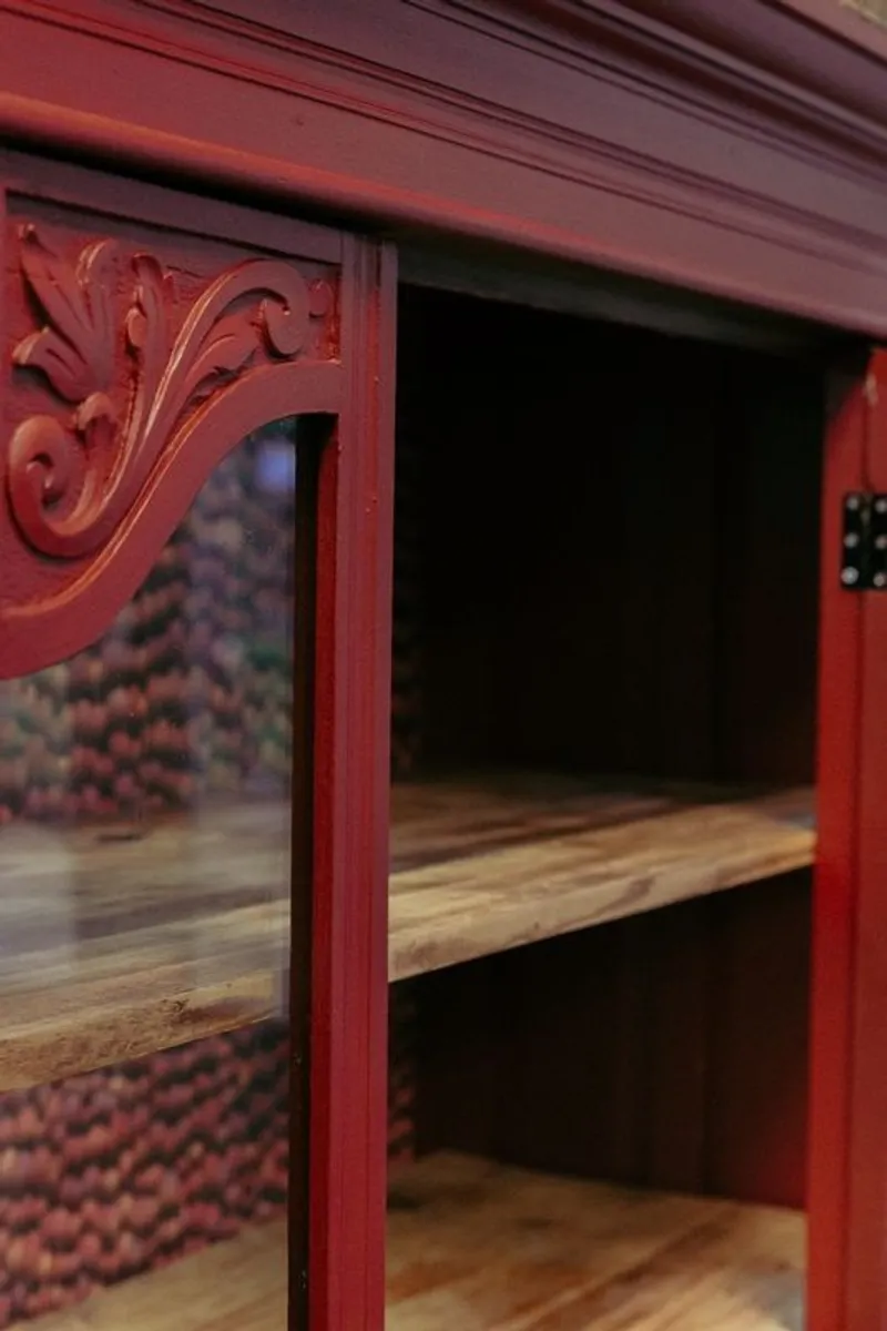 Upcycled Hand-Carved Display Cabinet - Image 3