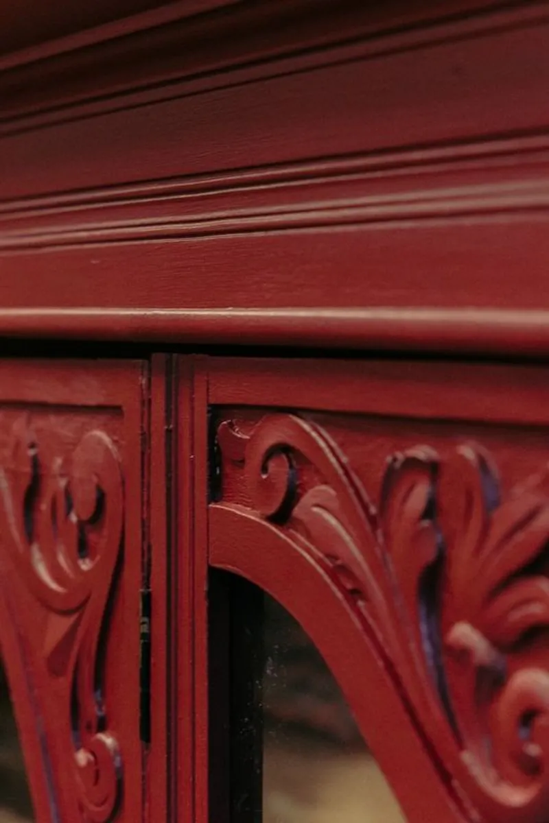 Upcycled Hand-Carved Display Cabinet - Image 4