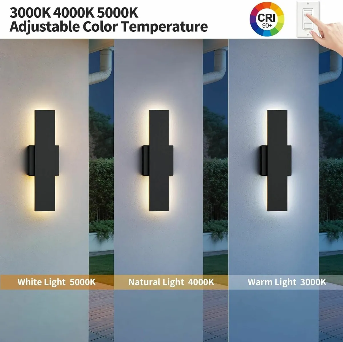 2 Pack 40CM Modern LED Outdoor Wall Light 3000K - Image 3