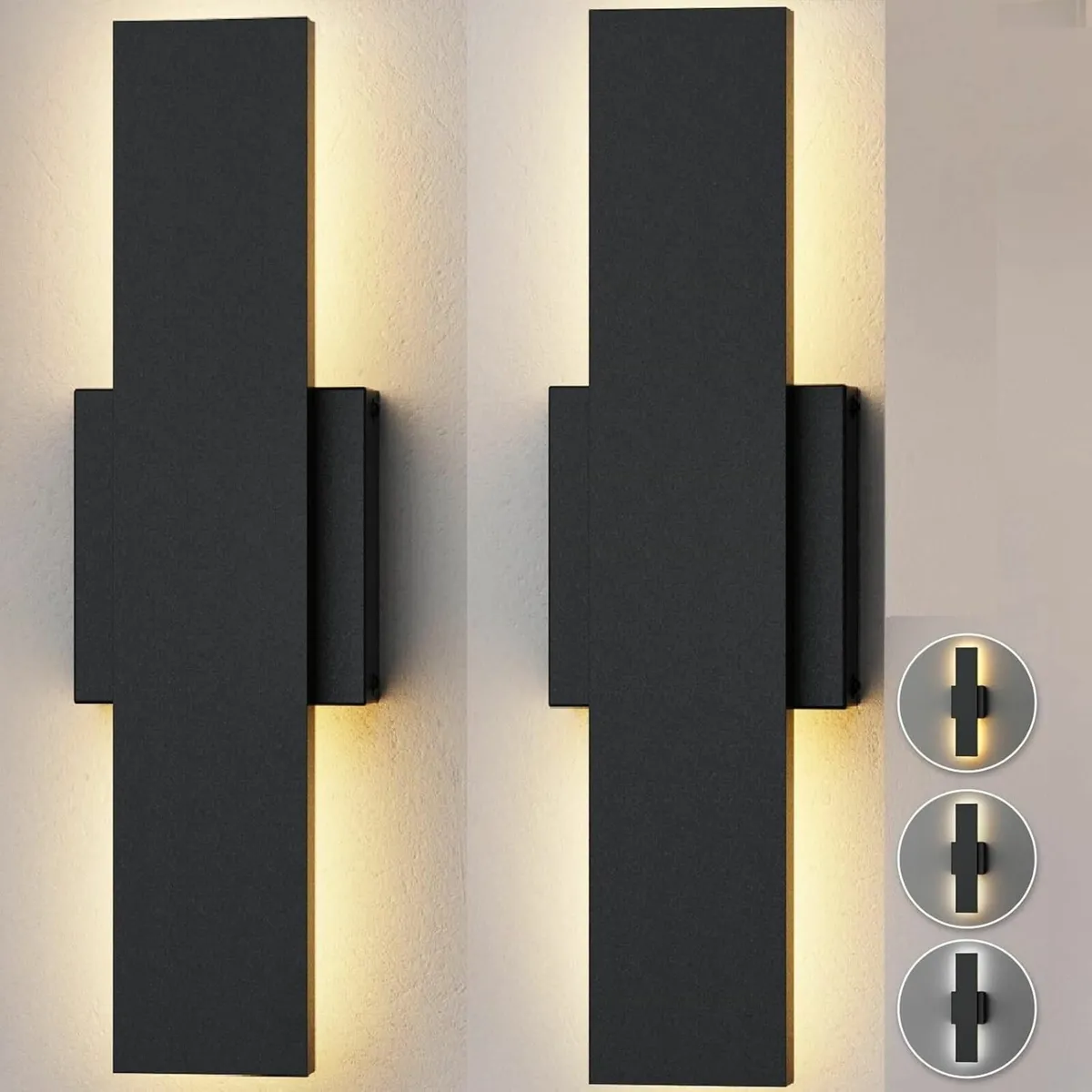 2 Pack 40CM Modern LED Outdoor Wall Light 3000K - Image 1