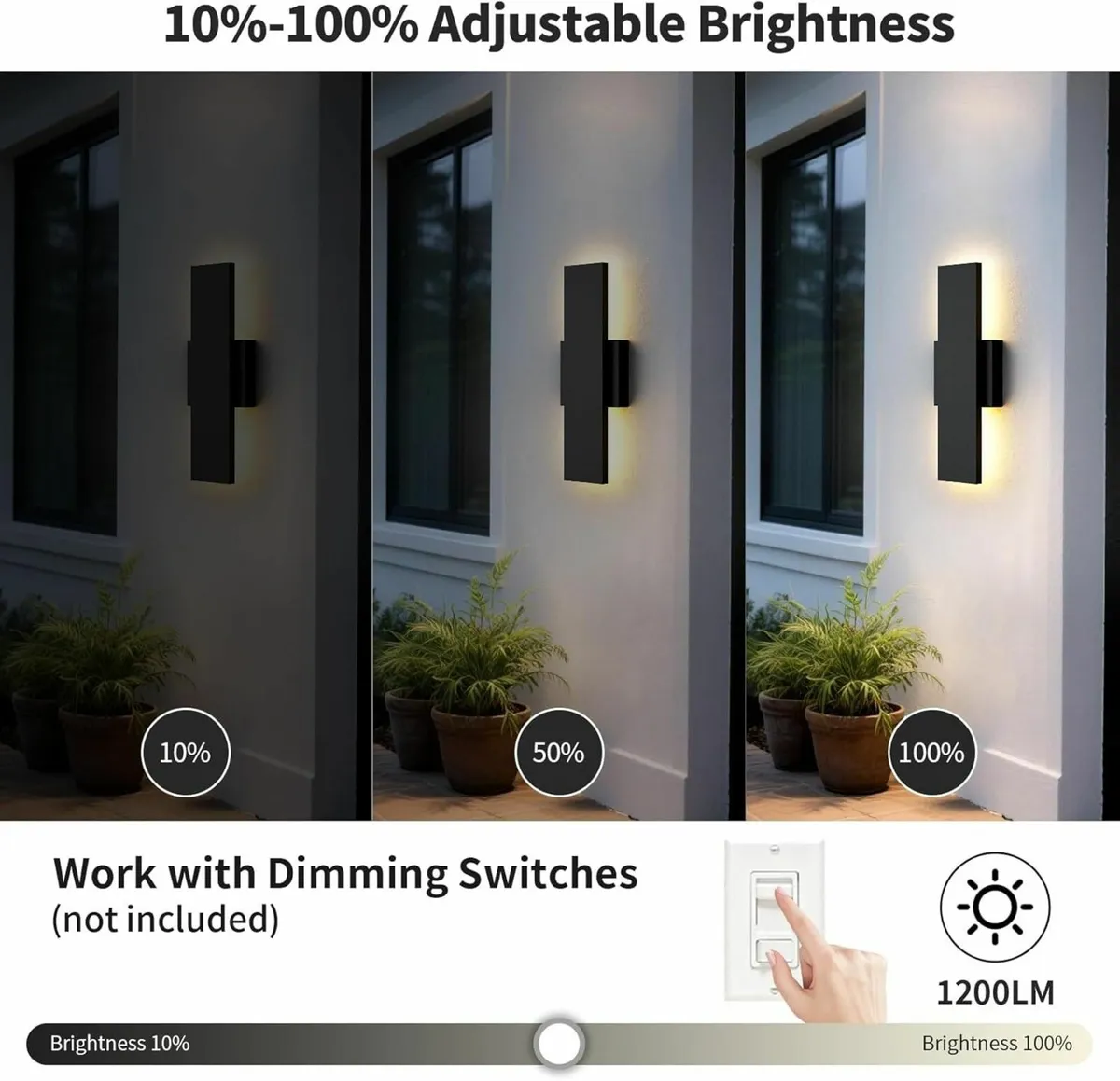 2 Pack 40CM Modern LED Outdoor Wall Light 3000K - Image 4