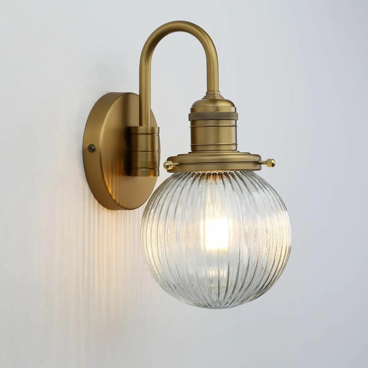 Retro Glass Ribbed Sconce Wall Light Industrial - Image 1