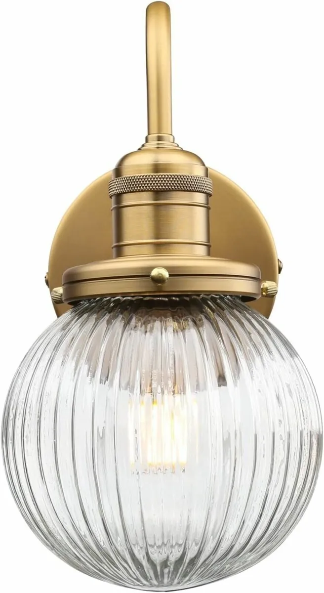 Retro Glass Ribbed Sconce Wall Light Industrial - Image 4
