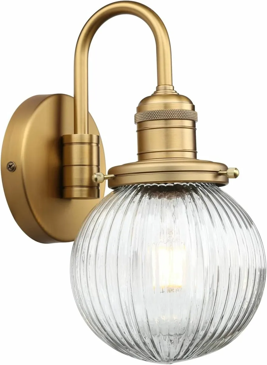 Retro Glass Ribbed Sconce Wall Light Industrial - Image 2