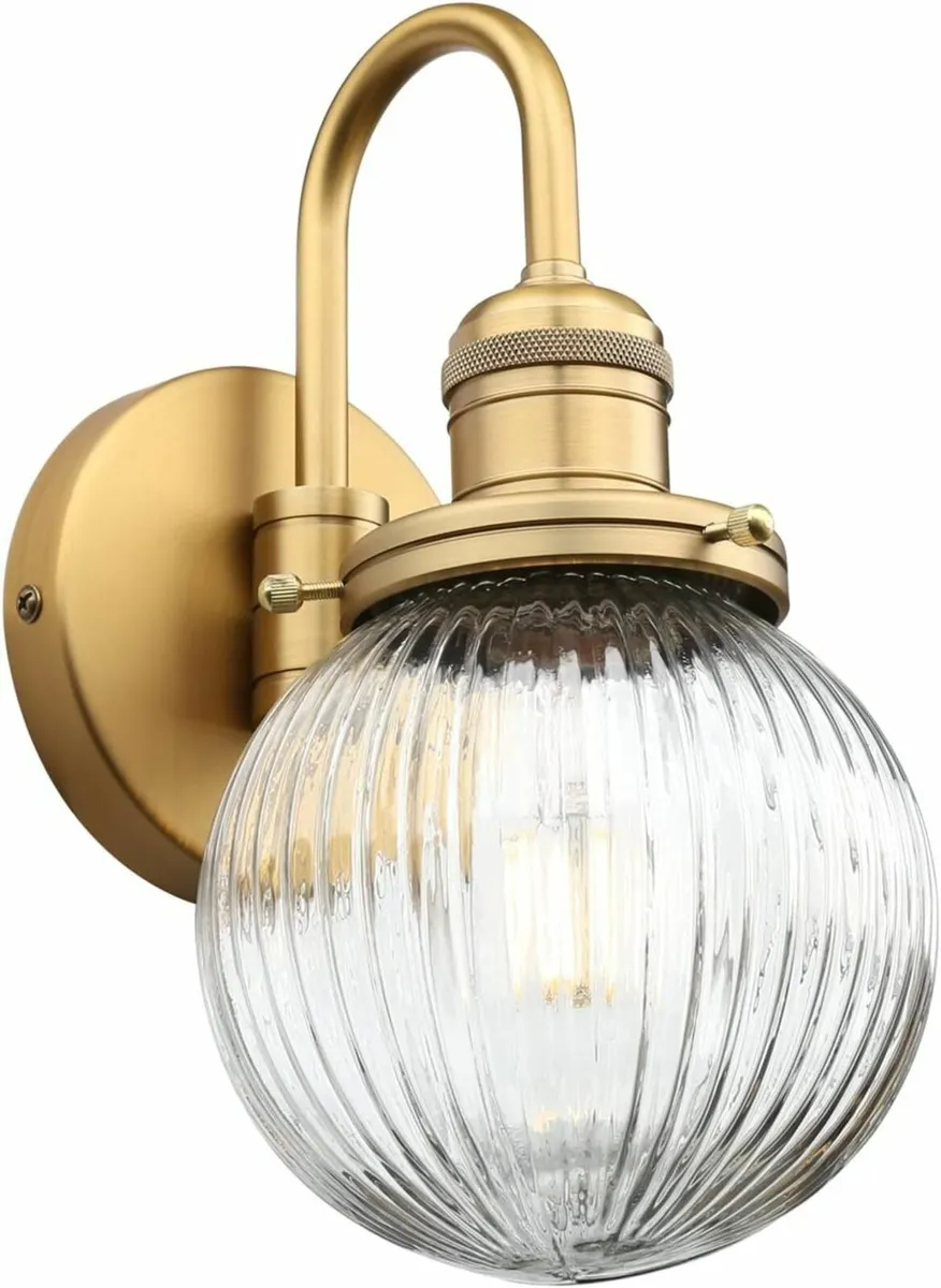 Retro Glass Ribbed Sconce Wall Light Industrial - Image 3