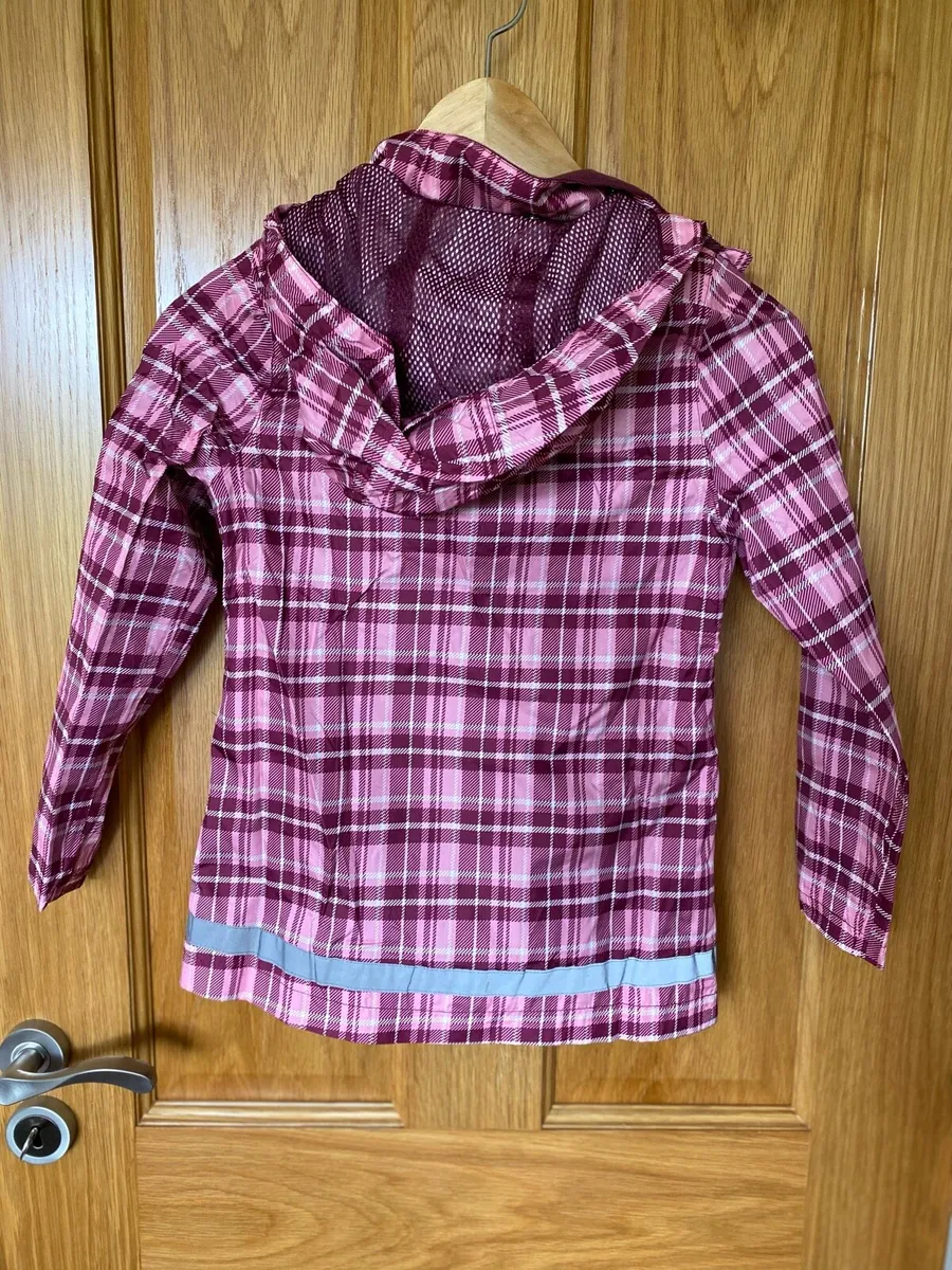 Girl’s Brand New Outdoor Tartan Pink Raincoat - Image 3