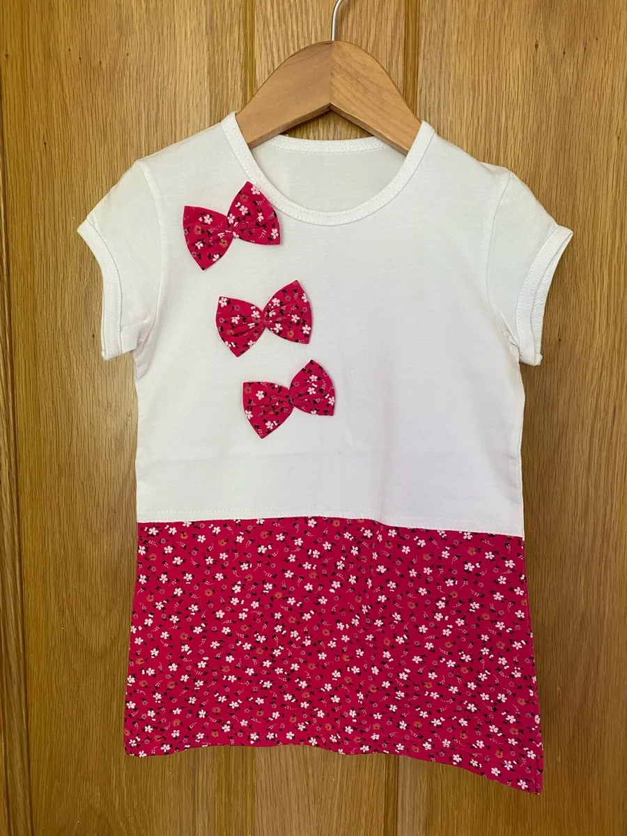 Girl’s Brand New Short Sleeve 3 Bows White Top - Image 4