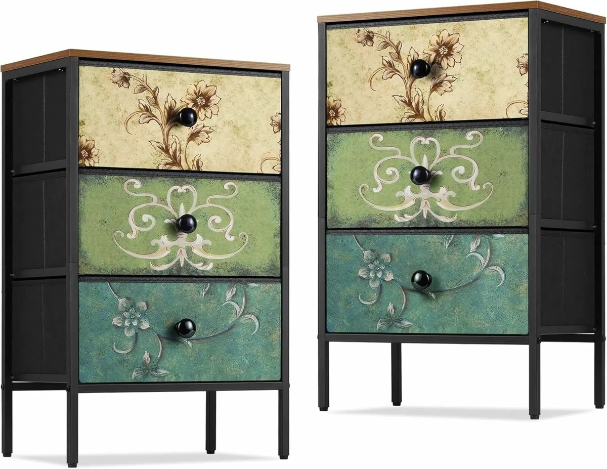 Bedside Tables Set of 2 Nightstand with 3 Drawers - Image 1