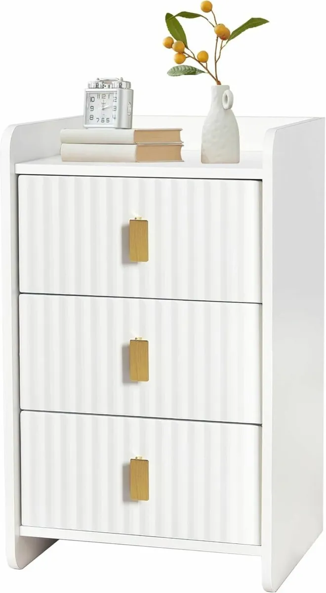 Bedside Table with 3 Drawers - Modern Nightstand - Image 1