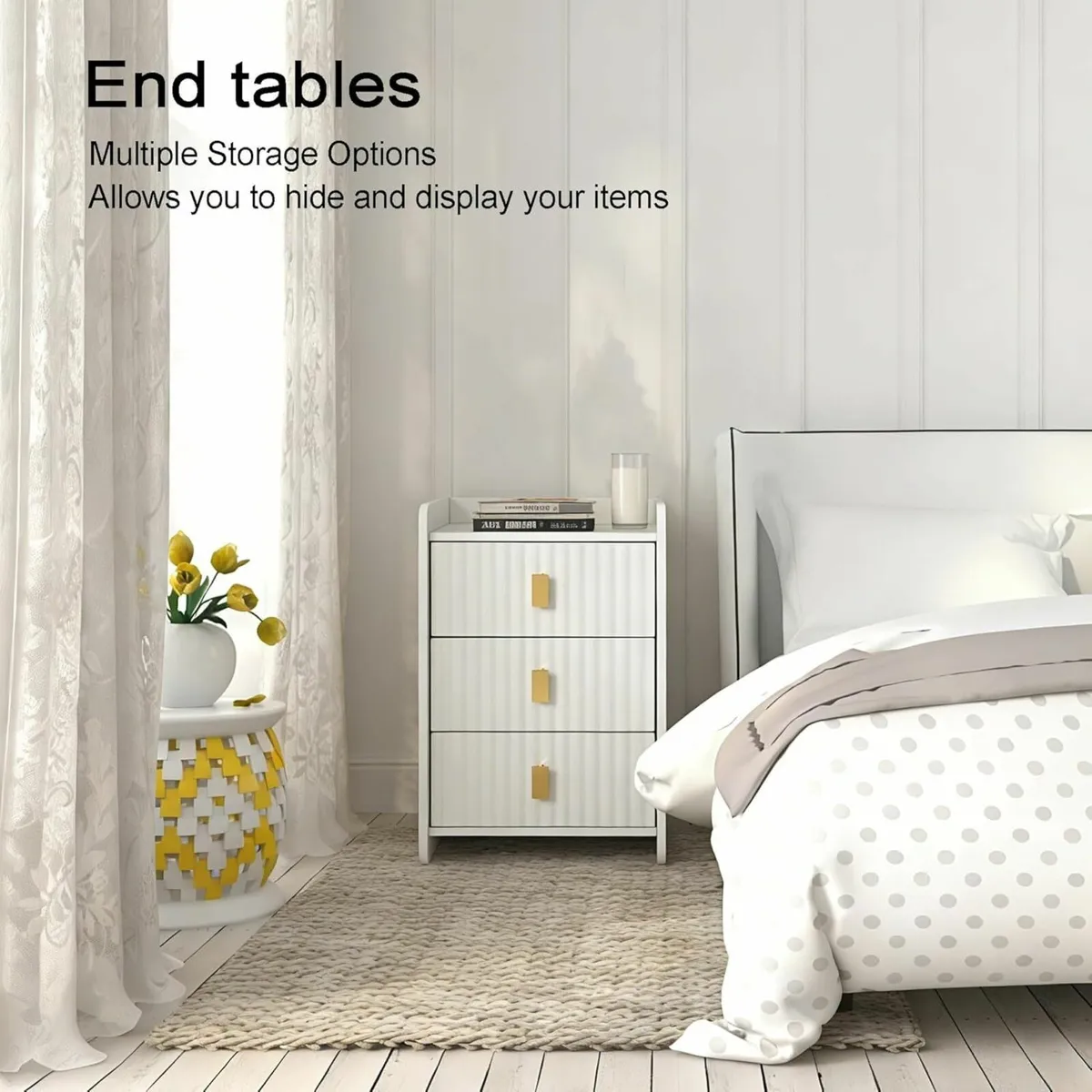 Bedside Table with 3 Drawers - Modern Nightstand - Image 4