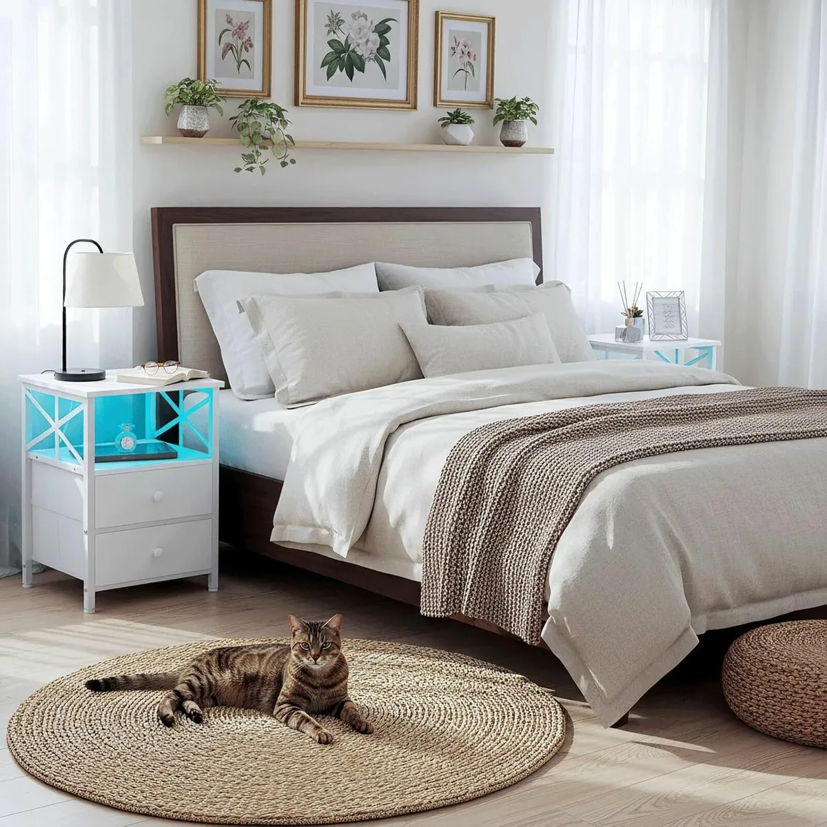 Bedside Table Side with Charging Station and Led - Image 4