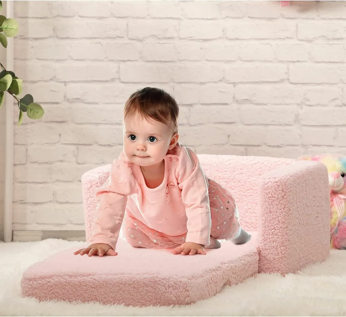 Kids Sofa Bed 2-in-1 Flip Out Cuddly Sherpa - Image 2