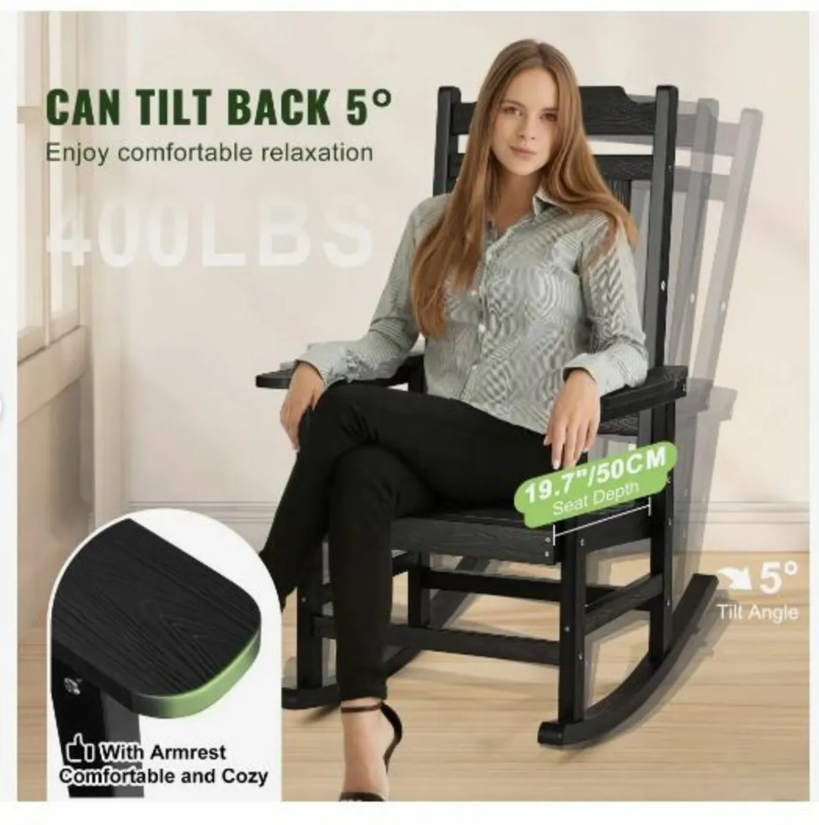 Porch Rocker, HIPS Outdoor Rocking Chair - Image 4