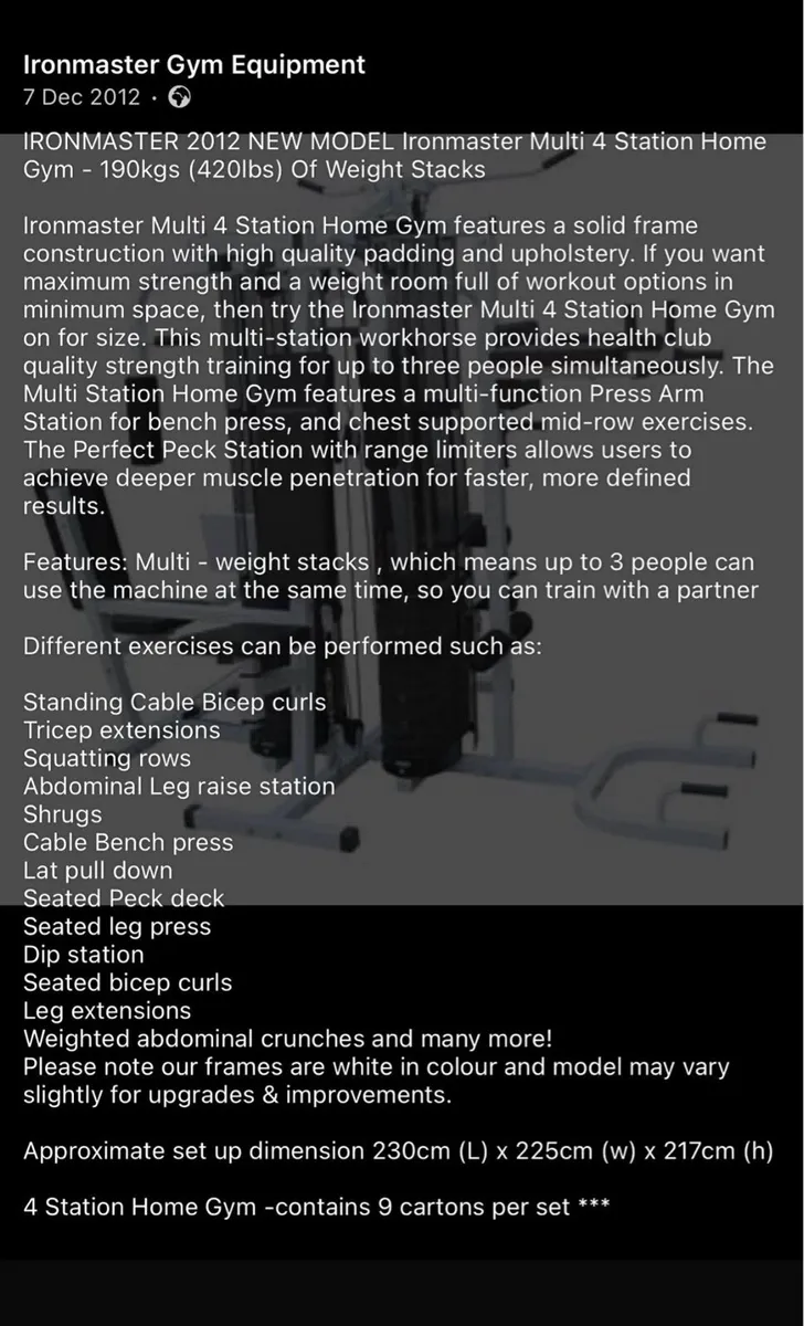 IronMaster 190kg fully stacked multy gym 2x95kg - Image 2