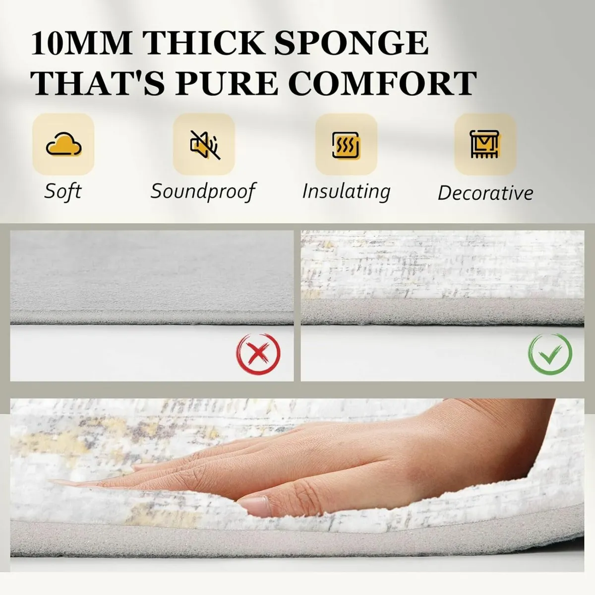 Modern Area Rug- Upgraded 10mm Thick Sponge for - Image 2