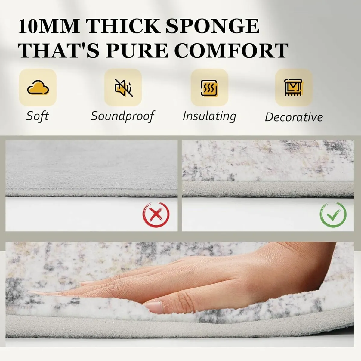 Modern Area Rug- Upgraded 10mm Thick Sponge for - Image 2