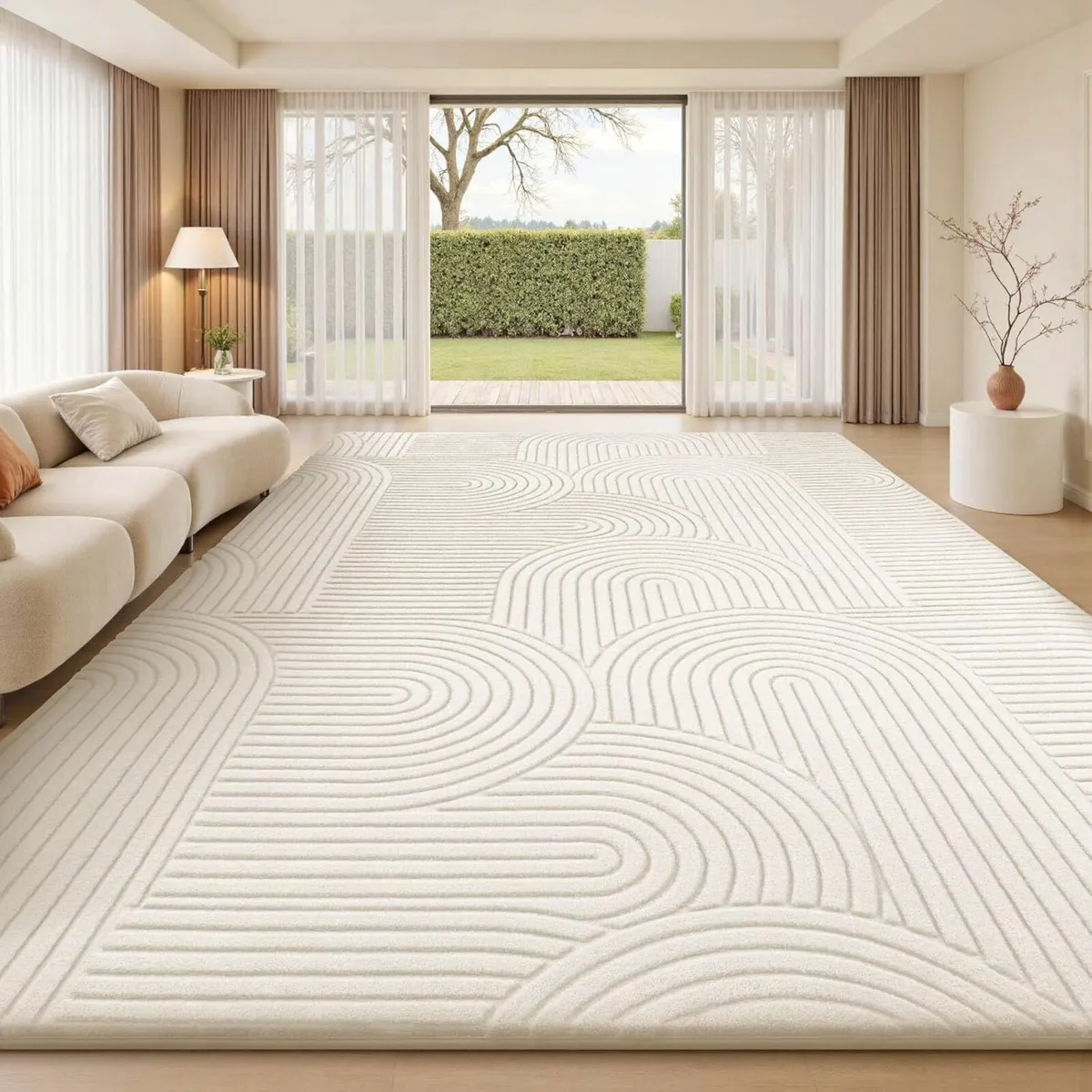 Rugs Living Room 140x200cm Cream Soft Shaggy Rug - Image 2