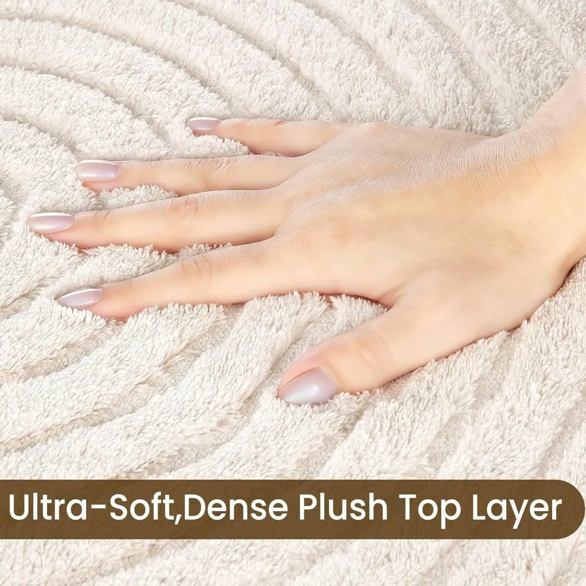 Rugs Living Room 140x200cm Cream Soft Shaggy Rug - Image 4