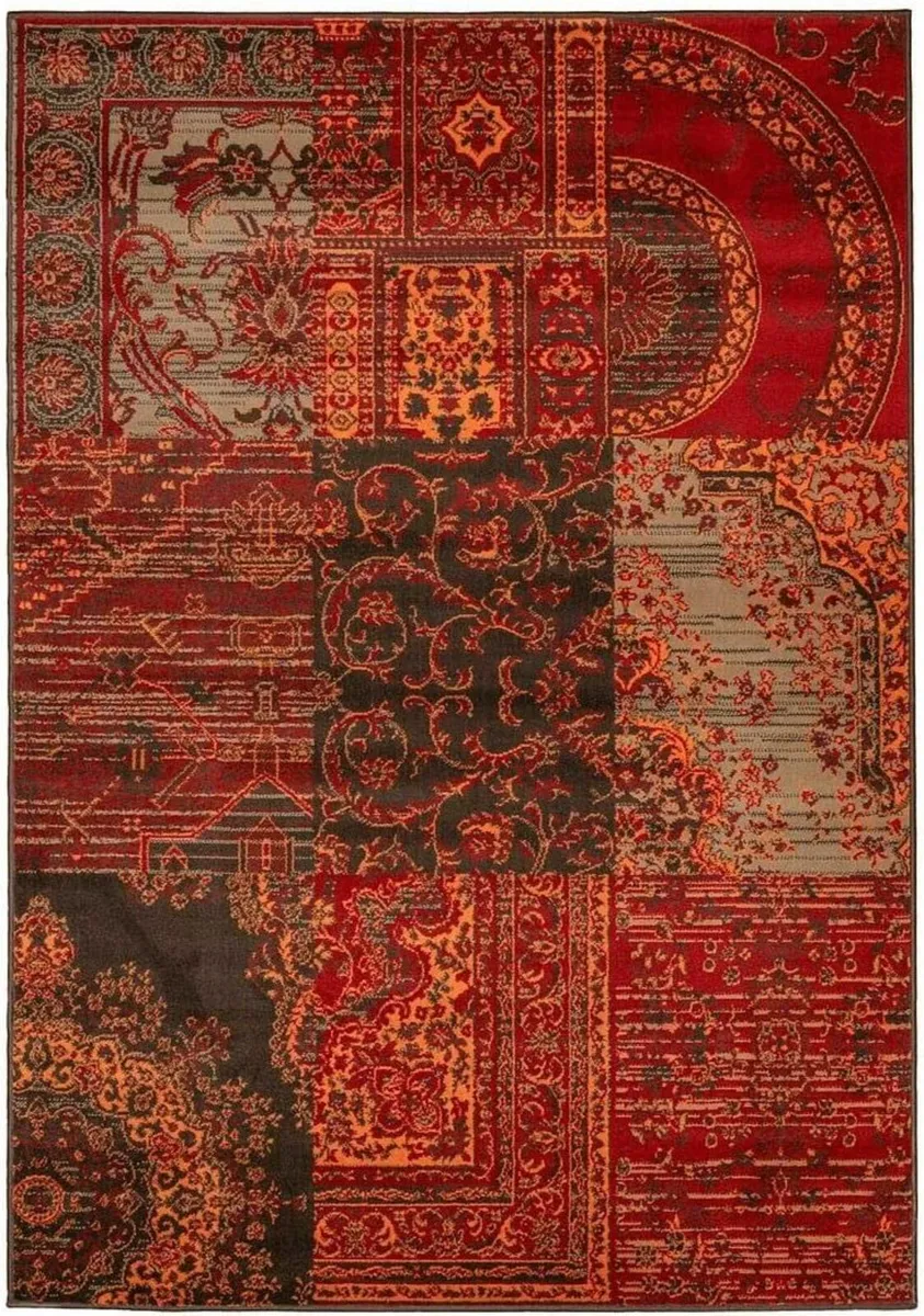 Classic Red Paisley Print Area Rug Traditional - Image 2