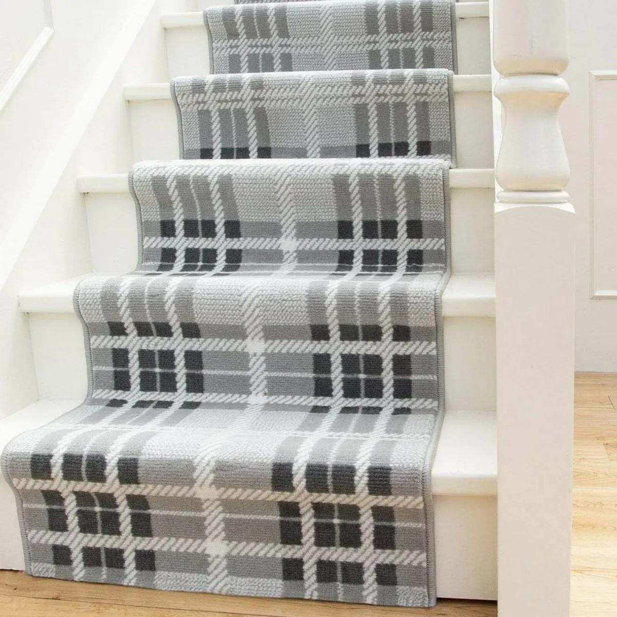 Grey Tartan Stair Carpet Plaid Linier Light Dark - Image 2