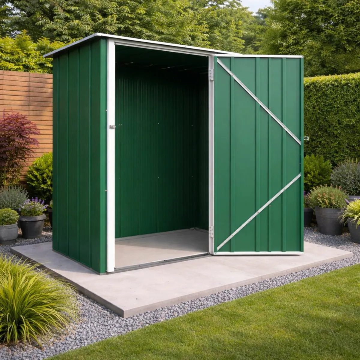 5×3 Easy-Store Steel Garden Shed – Green - Image 1
