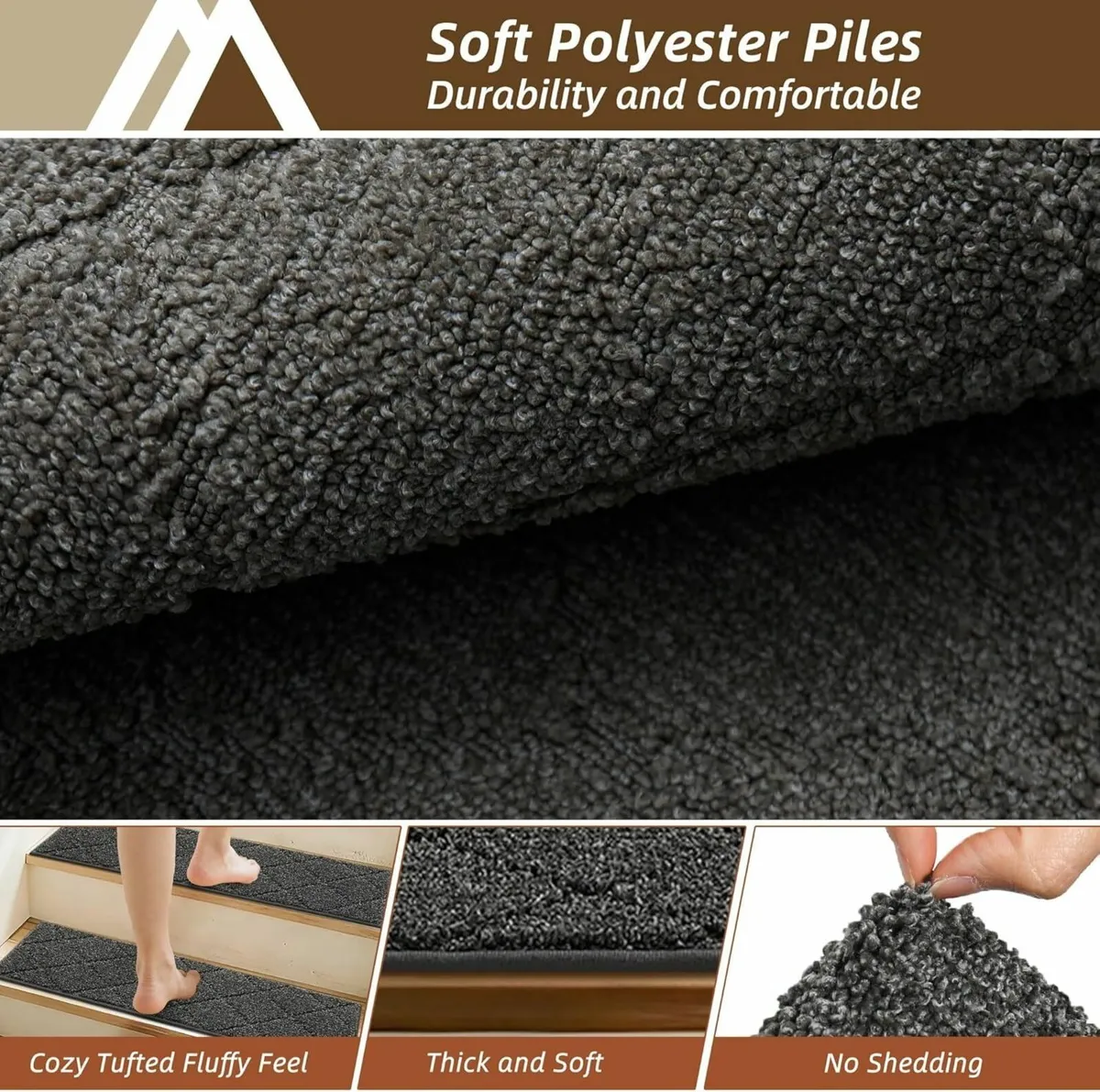 15 Pack Full Edge Wrapping Stair Carpet Treads - Image 3