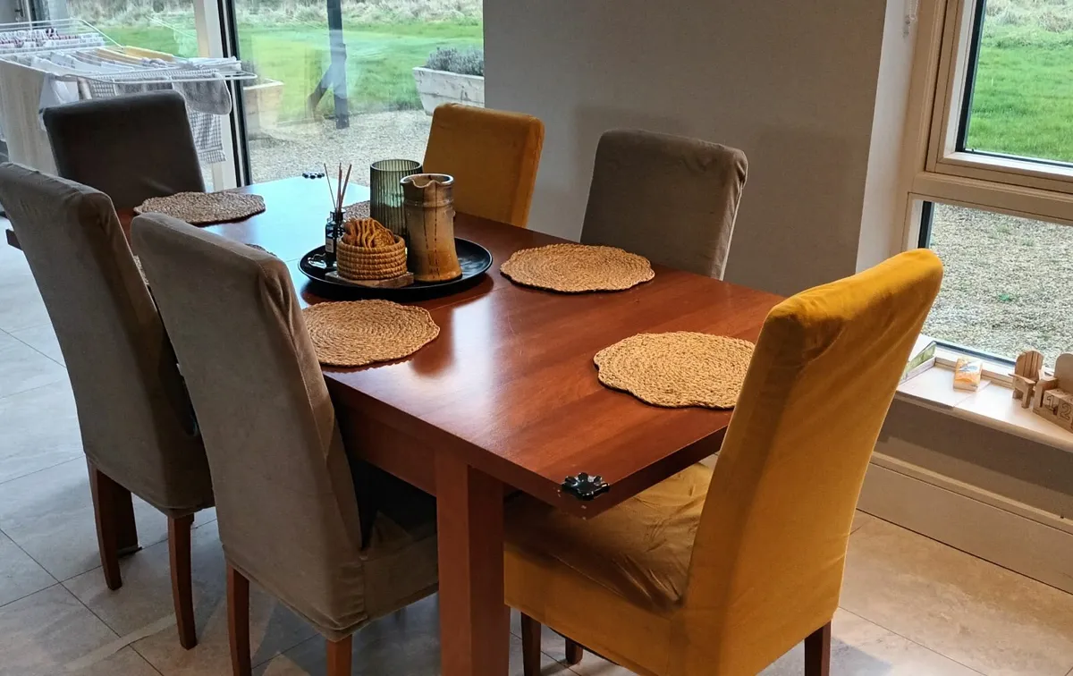 Cherrywood Dining Table, Chairs & Side Cabinet - Image 1