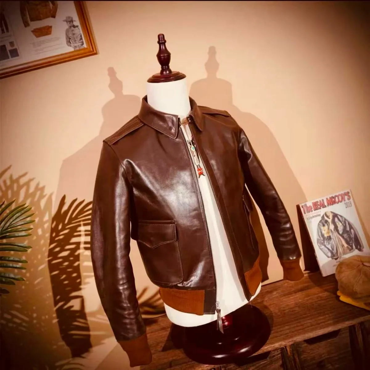 Brand New Men’s Genuine Leather Aviator Jacket - Image 2