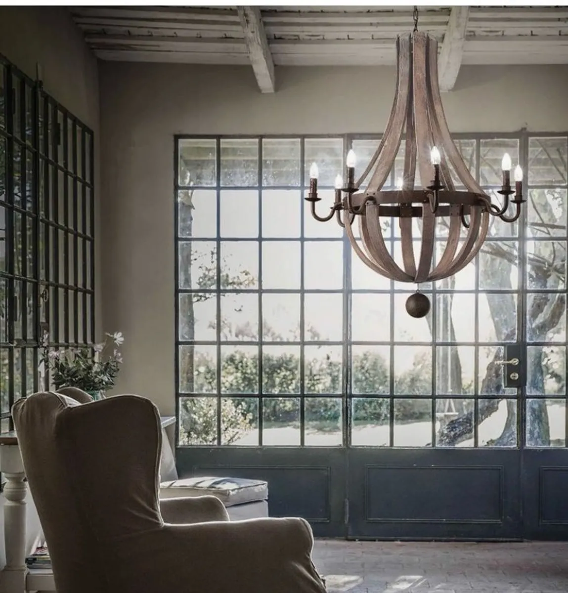 X Large Modern Farmhouse style Wooden Chandelier - Image 2