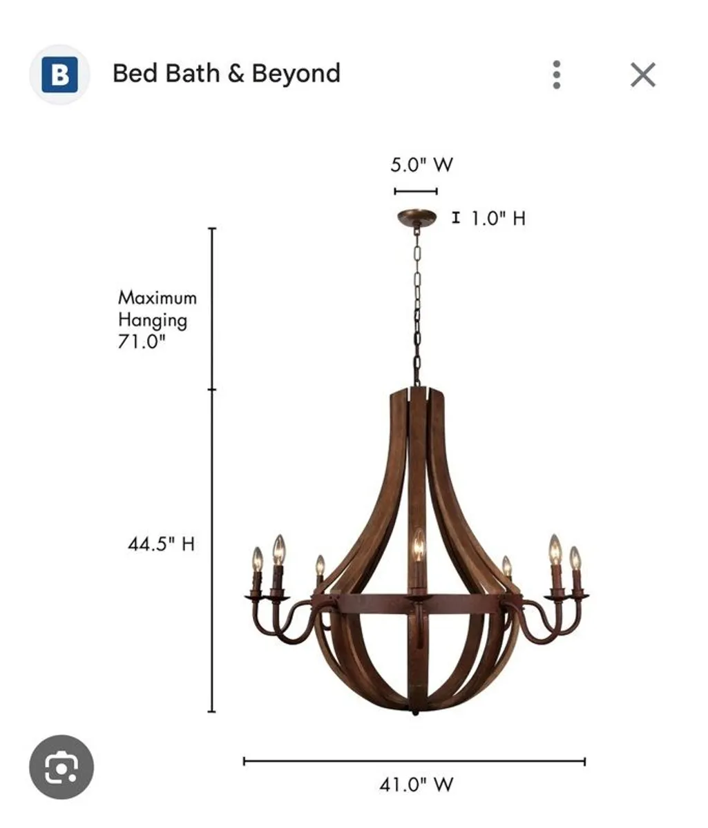 X Large Modern Farmhouse style Wooden Chandelier - Image 4