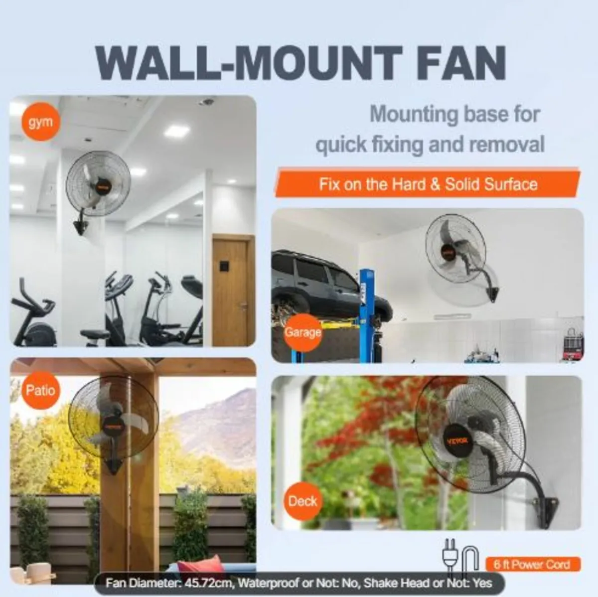 Wall Fan, 17.5 inch Wall Fan 4000 CFM, 3 Speeds, - Image 3