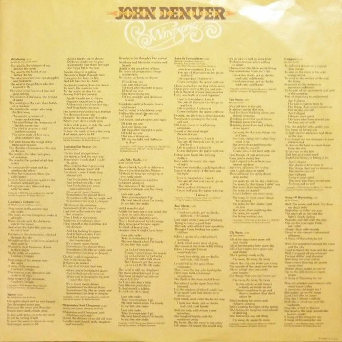 John Denver Windsong Album - Image 3