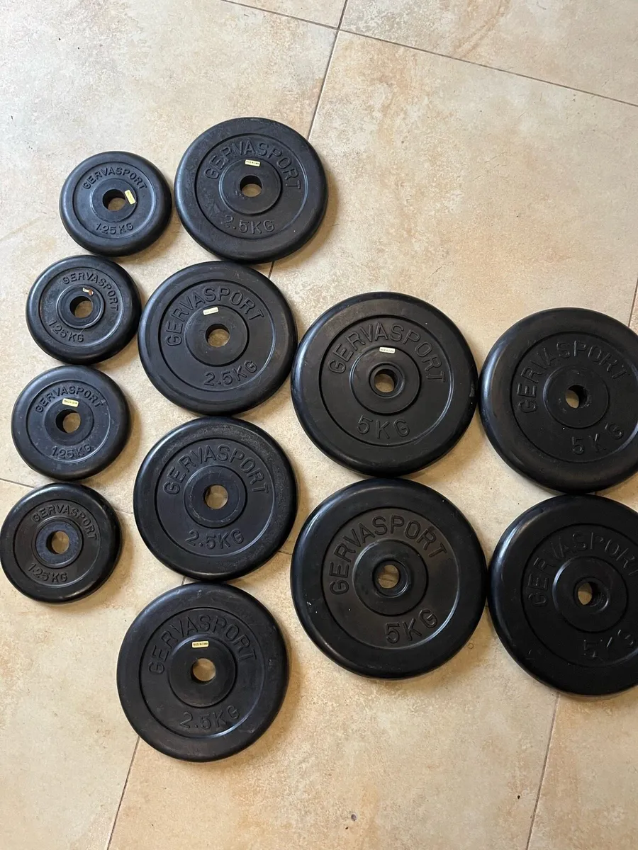 35kg standard 1” rubber weight plates - Image 1