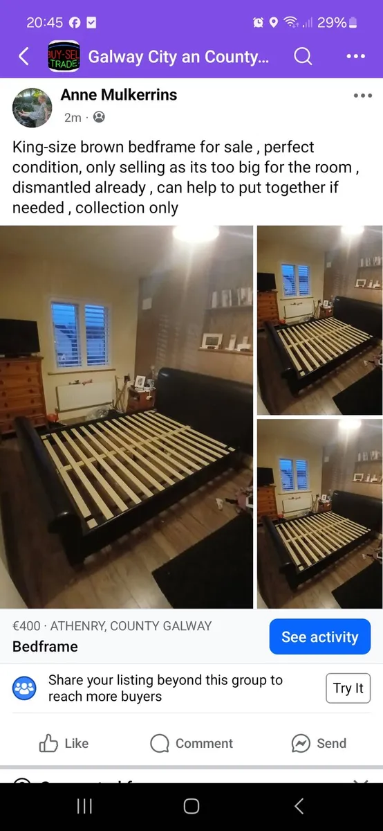 King size bedframe - Image 1