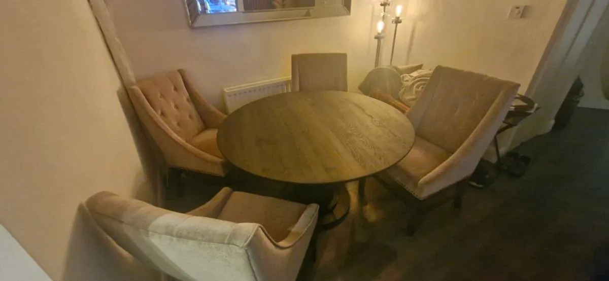 Custom made mocha dining table & 4 chairs - Image 2