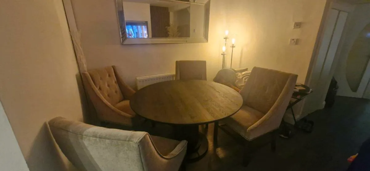 Custom made mocha dining table & 4 chairs - Image 1