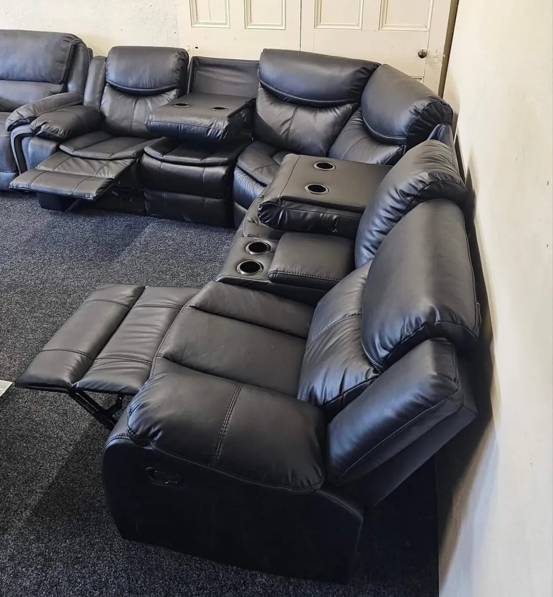 Valerie Corner Leather Recliner Sofa With Console - Image 4