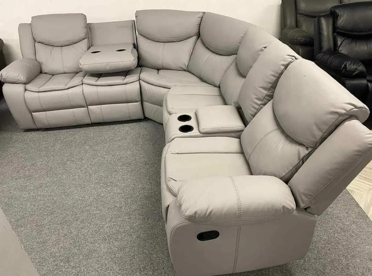 Valerie Corner Leather Recliner Sofa With Console - Image 2