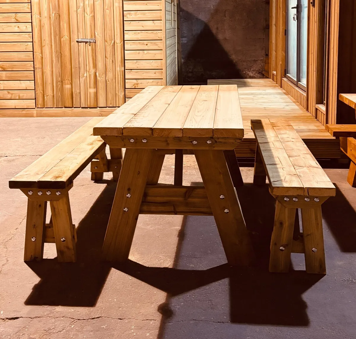 Garden table & bench set 1.8m (approx 6ft) long - Image 2