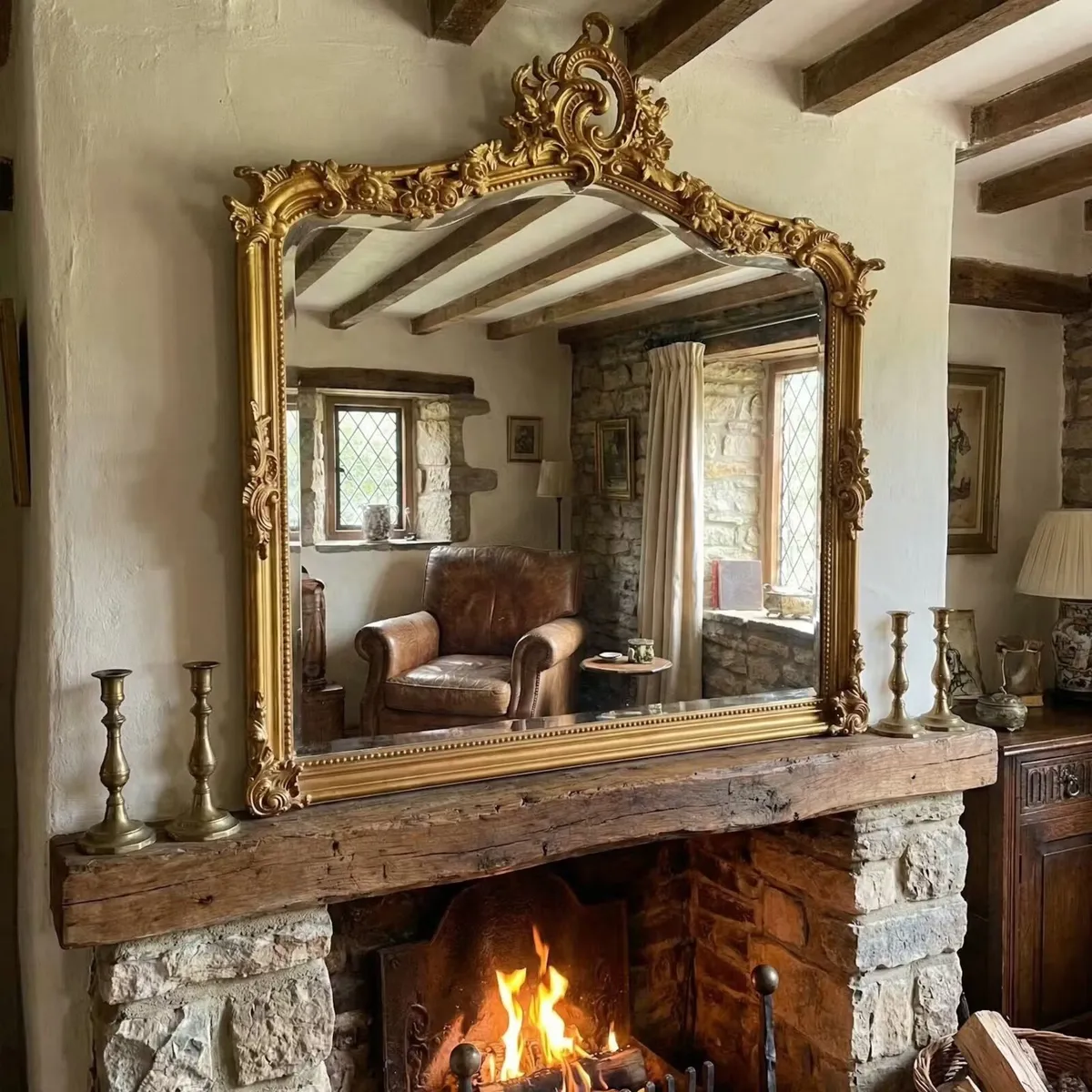 French style overmantle mirror