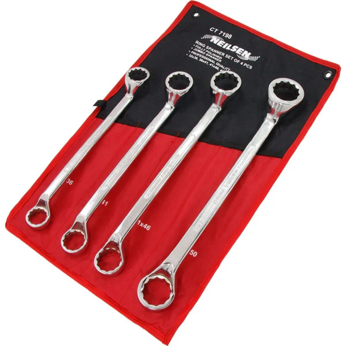 4pc Jumbo Ring Spanner Set Polished - Image 1