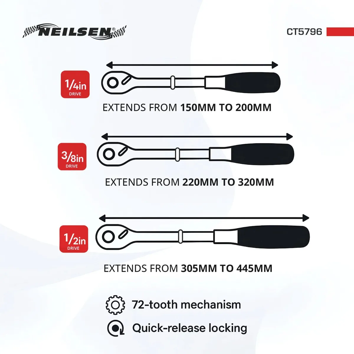 3pc Extending Ratchet Set - Image 4