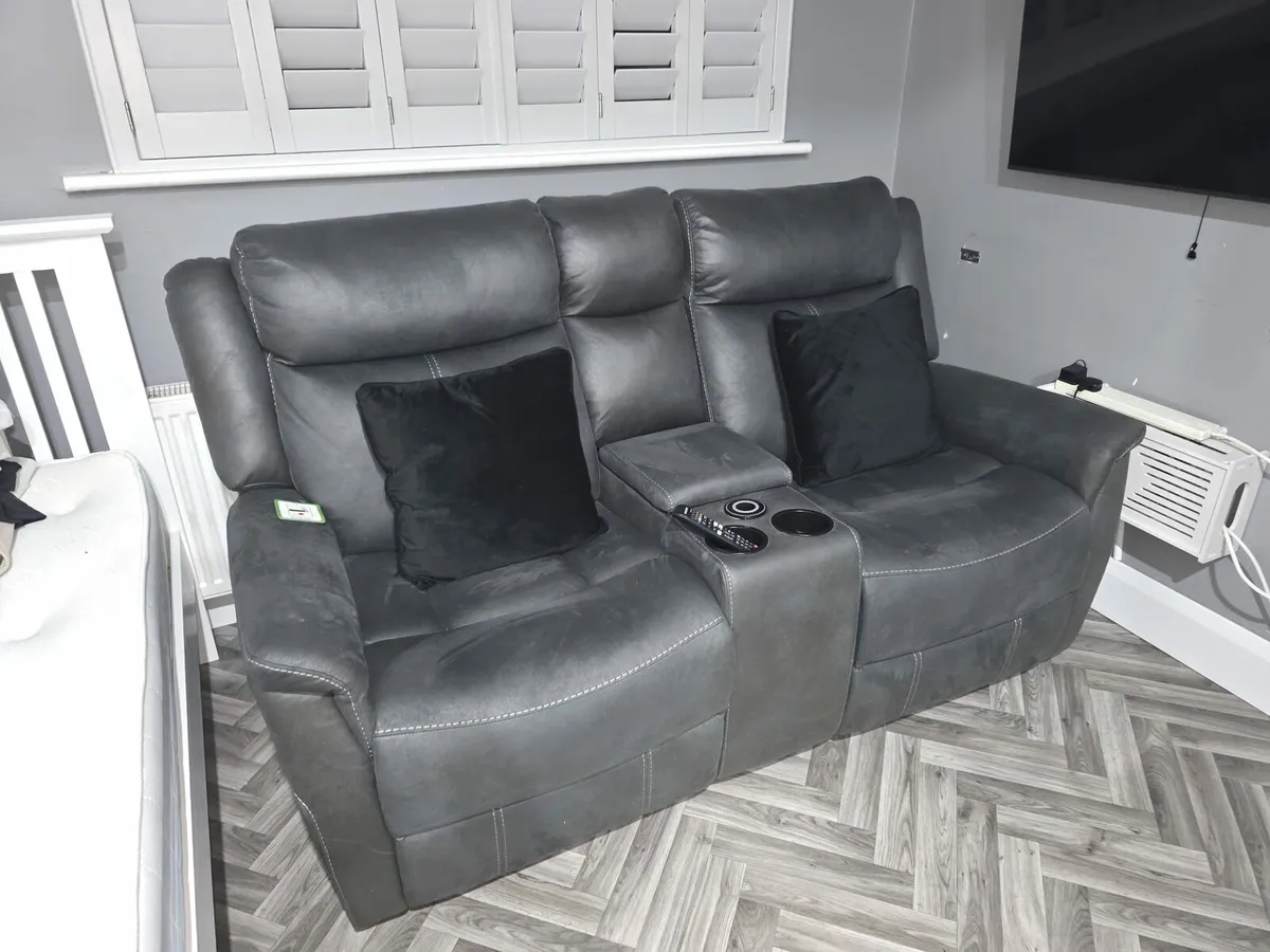 Electric Recliner 2 Seater Couch with Console - Image 1