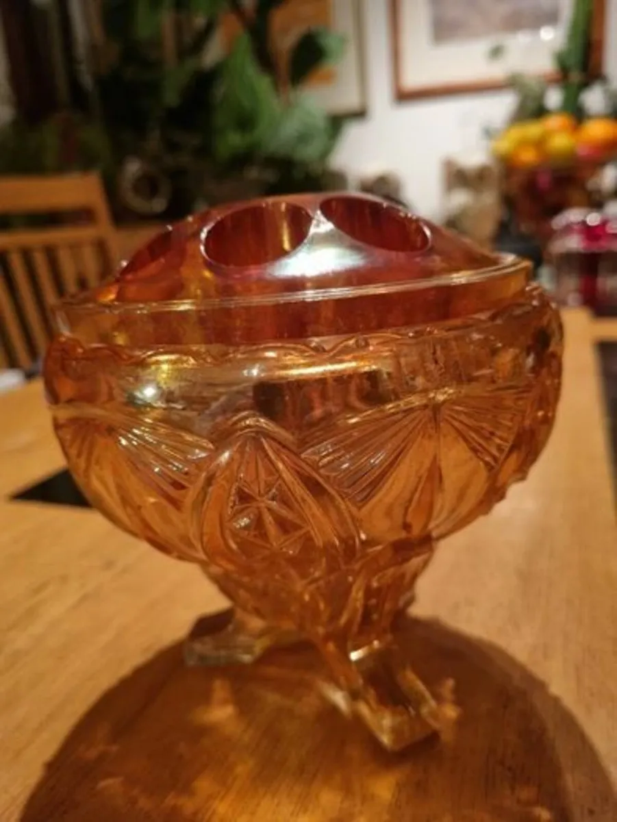 Art Deco Amber Glass Flower Bowl - Image 2