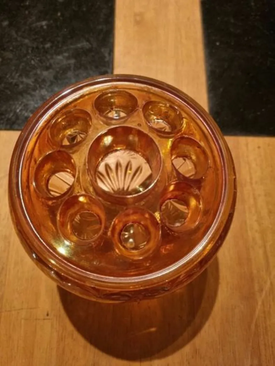 Art Deco Amber Glass Flower Bowl - Image 4