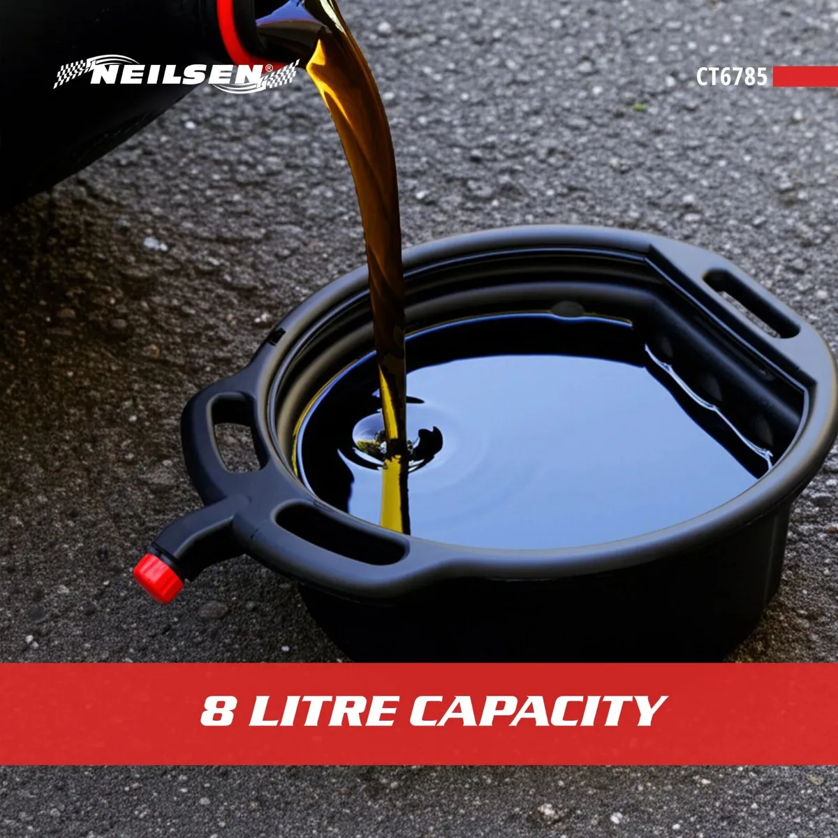 8L Oil Drain Pan With Nozzle - Image 3