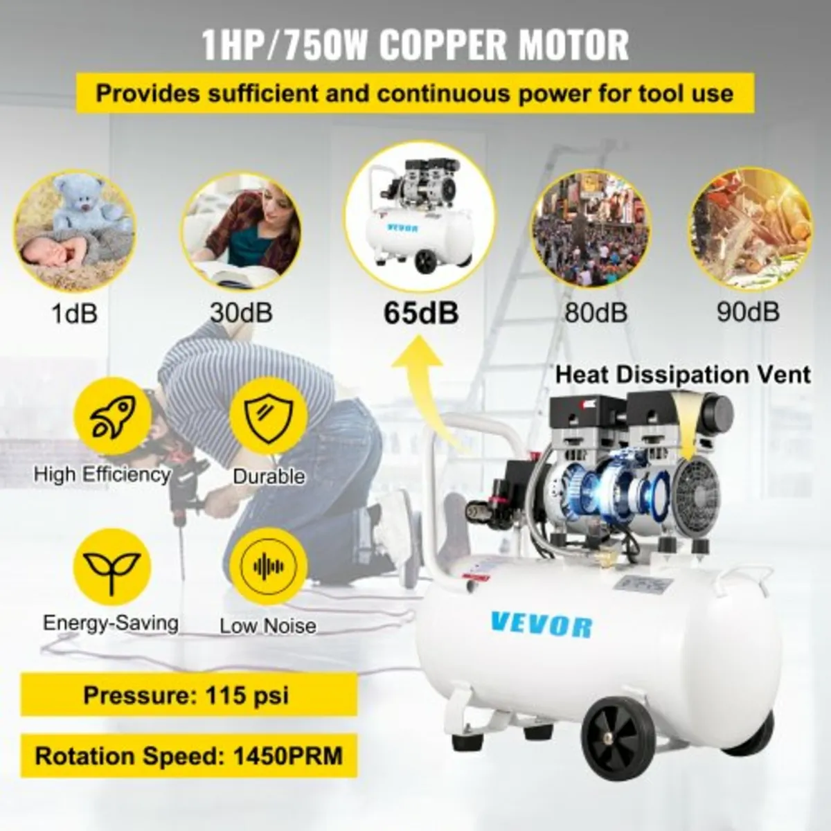 Air Compressor 41.6 L, Ultra Quiet Air Compressor - Image 4